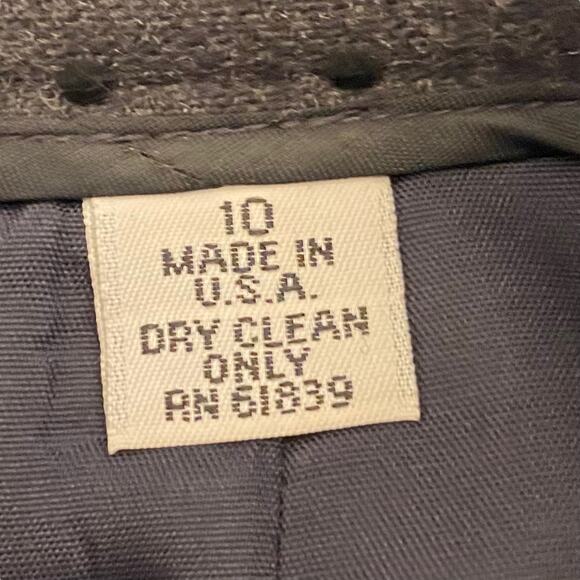 Rickie Freeman for Teri Jon Wool Gray Polka Dots Skirt 10 Preppy Career - Picture 5 of 9